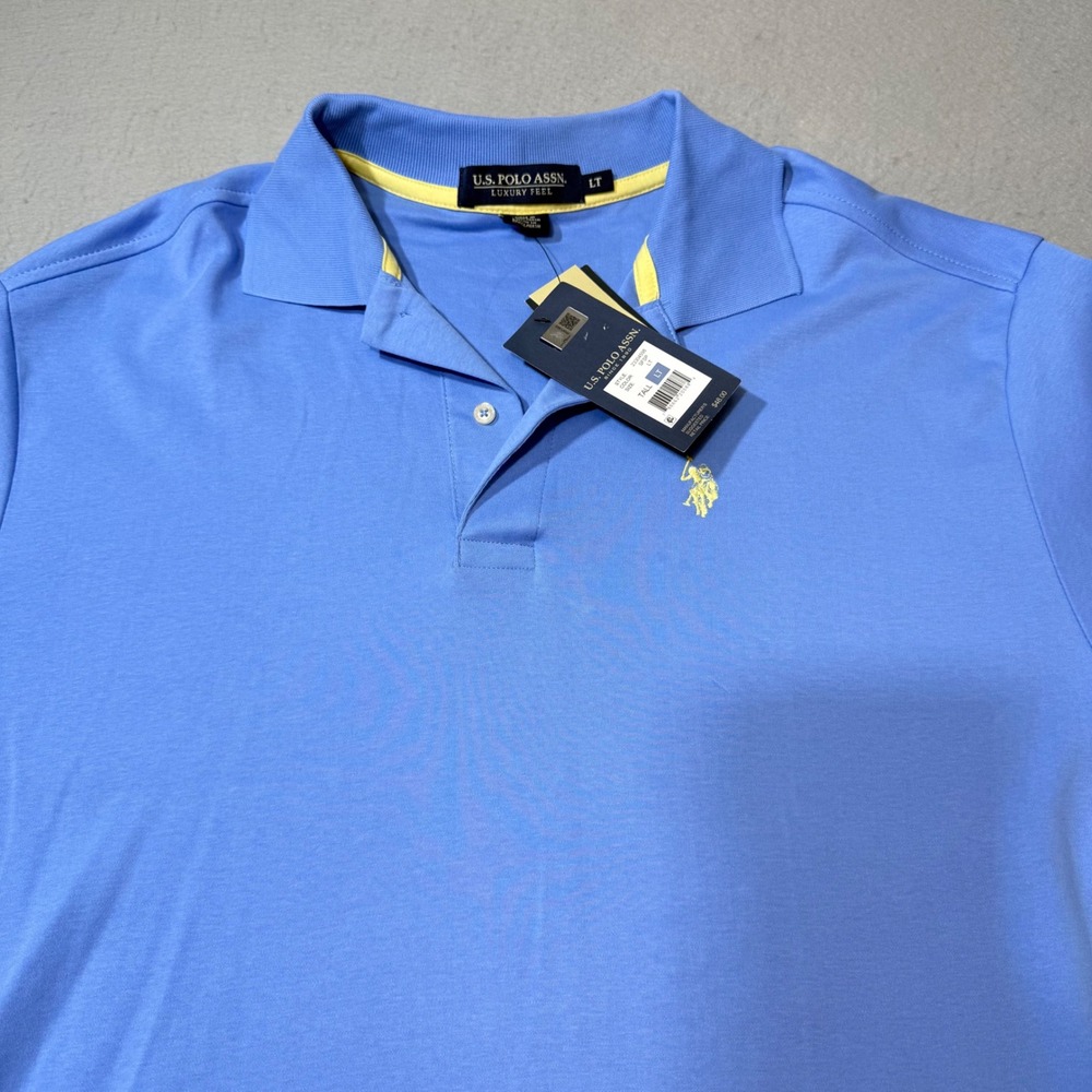 U.S. Polo Assn Mens Big Tall LT Light Blue Cotton Luxury Feel Polo Shirt NWT